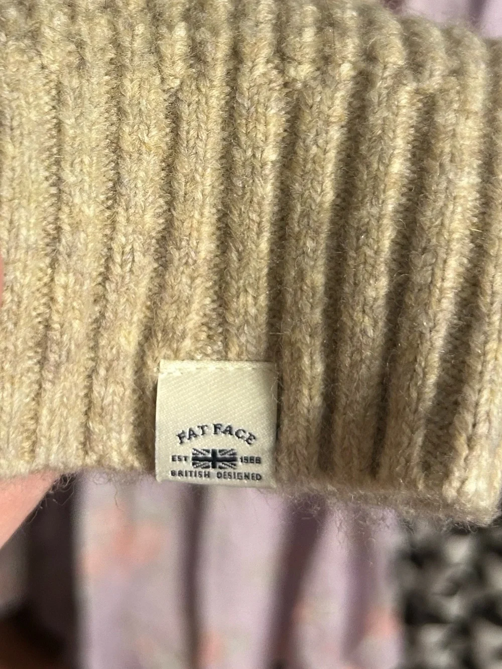 FatFace Men’s Waffle Knit Quarter Zip Mock Neck Sweater Oatmeal Small